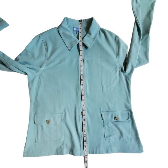 Koret light blue button up convertible long to 3/4 sleeve top sz L - Picture 9 of 12